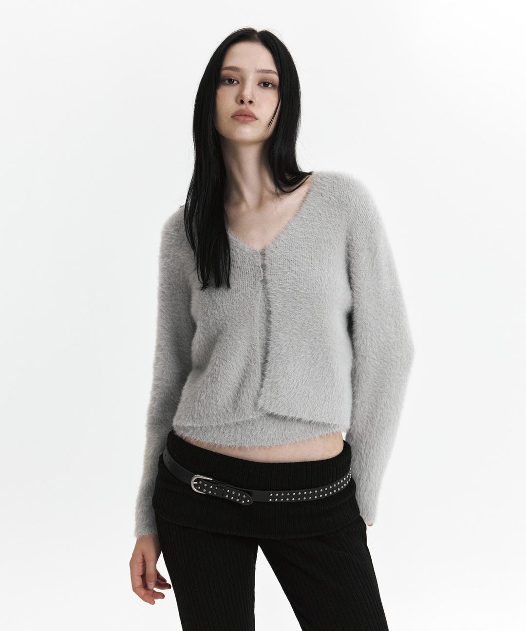 C SOFT KNIT CARDIGAN SET-UP_GREY