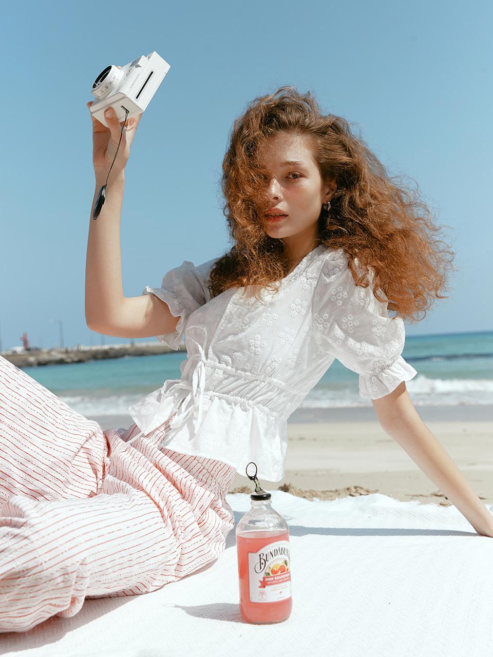 [5/30 예약배송] VERINA v-neck ribbon blouse_white