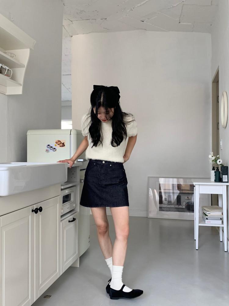 생지 데님 미니스커트