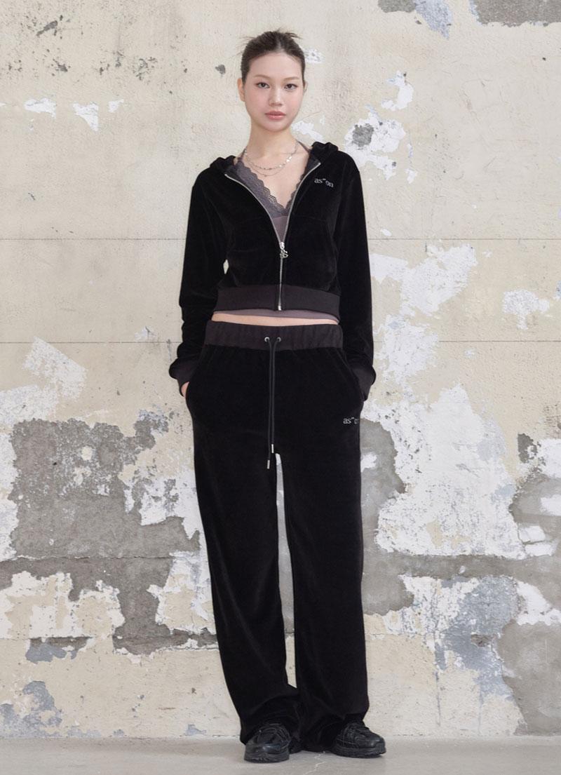 COCO VELVET TRAINING PANTS / BLACK