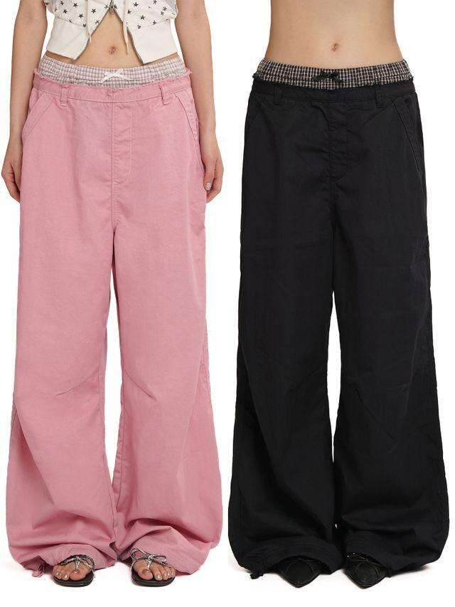 [moromoro2] Faux Two-piece Plaid Pants