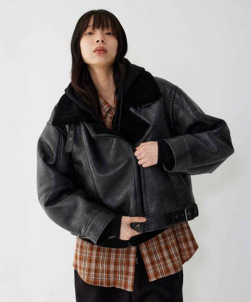 카라배색 빈티지 무스탕_블랙 9175461982