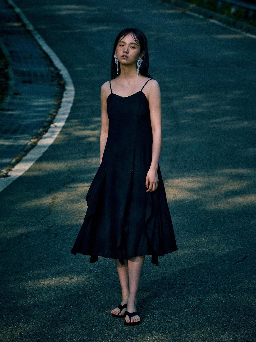 Wave long dress - Black