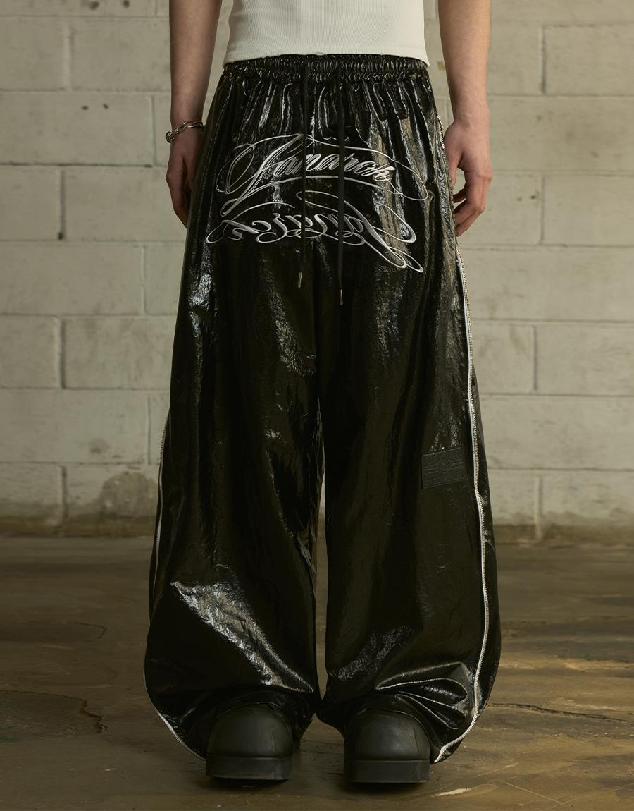 [0115] Glossy Side Zipper Track Pants - Black