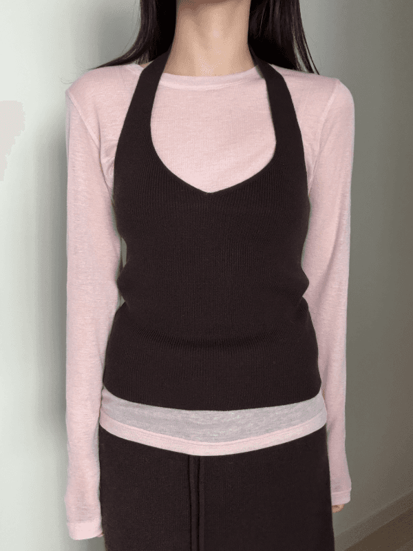 (2주이상) 애니 홀터넥 니트 뷔스티에 3color
