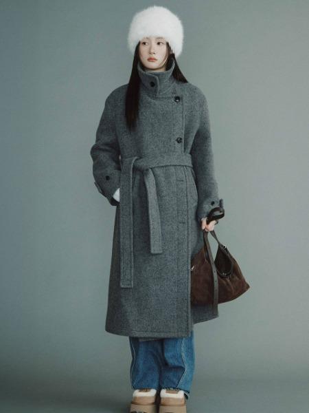 [온앤온] 하이넥 벨티트 오버핏 울 코트 NEW5XHB25_1F