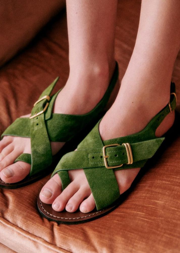 세잔느 여성 스트랩 샌달 주디스 플랫 샌들 헤리티지 카키