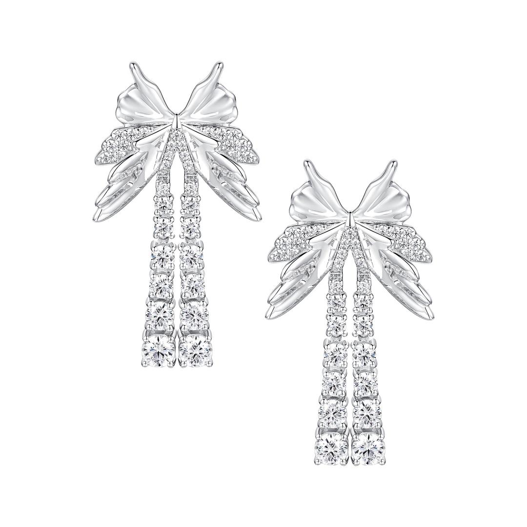 Ripple / Butterfly Zircon Tassel Earring - Pair