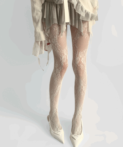 코튼캔디스토어 레이스 플라워 망사 스타킹