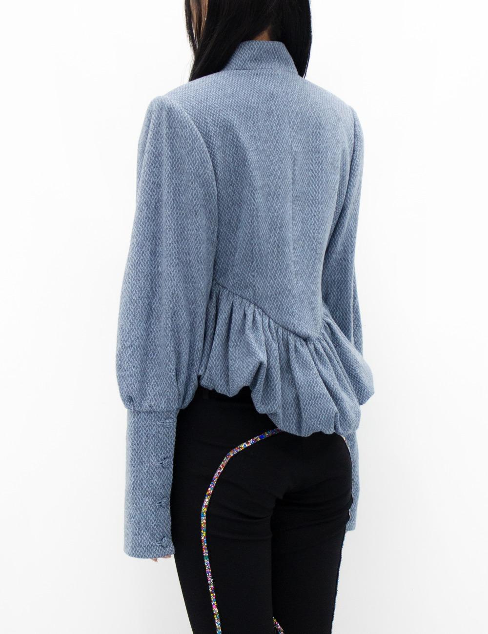 KARO PEPLUM JACKET_BLUE