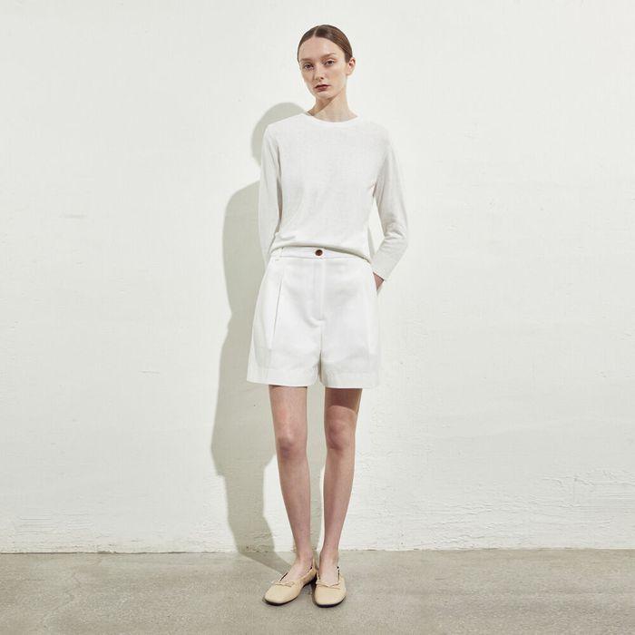 TAILORED BUTTON HALF PANTS_WHITE