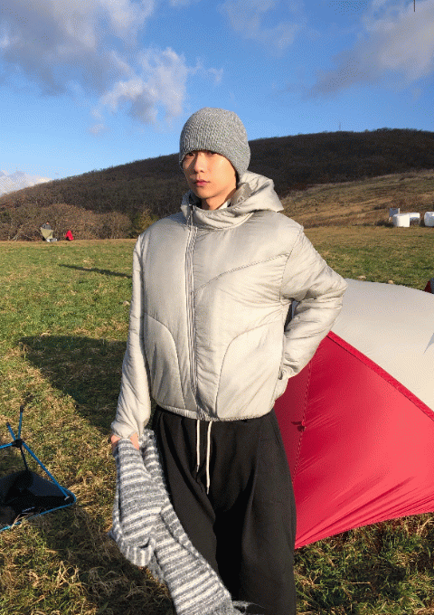 클론 쉘 사선 워머 패딩