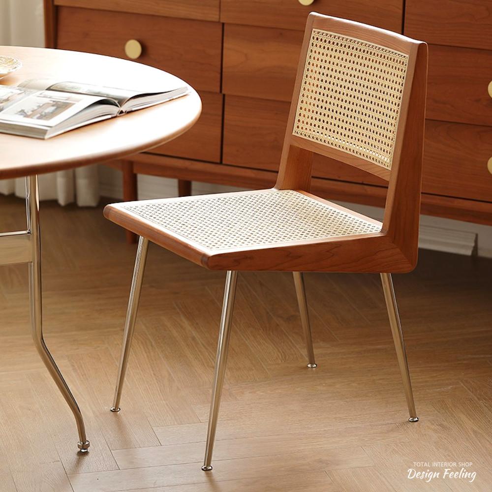 피에르 잔느레 원목 라탄 의자 인테리어 식탁 카페 의자