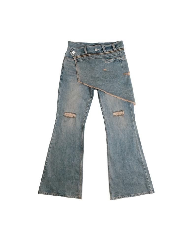 Denim Bootscut skirt pants blue