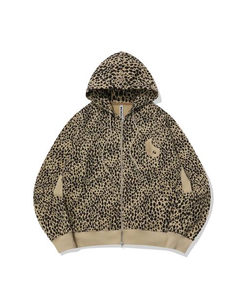 레오파드 인양 엠브로이드 후드집업(카멜)