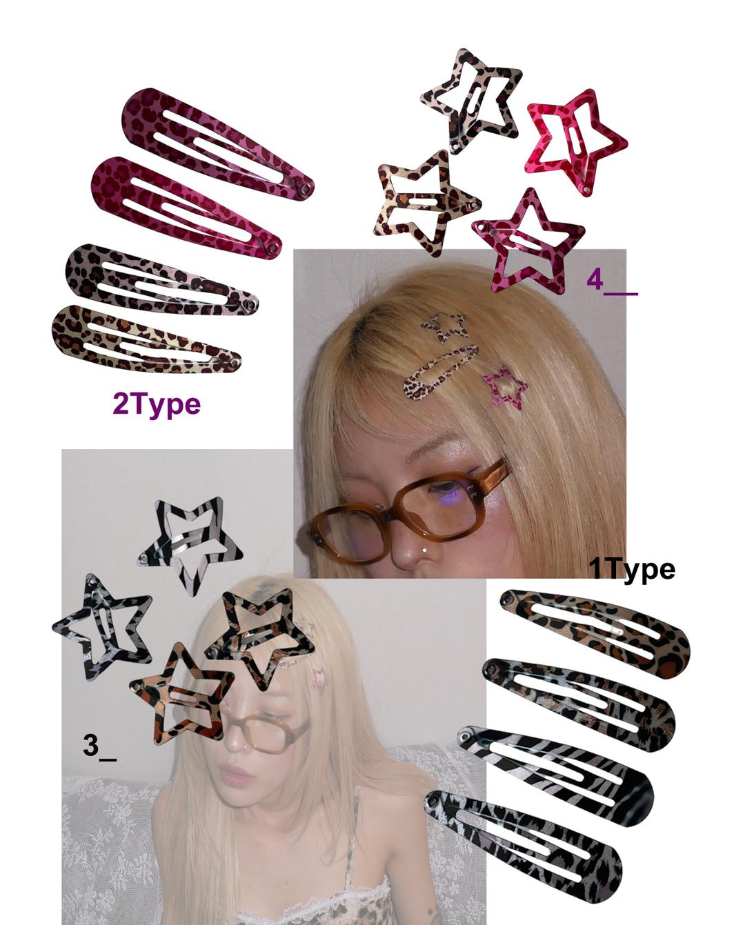 leopard hair pin 4pcs [4type]