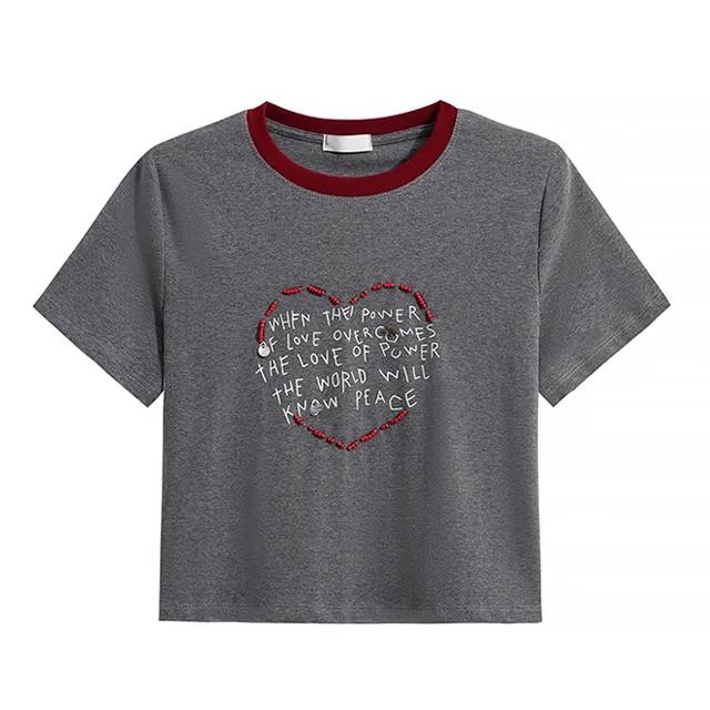 러블리 비즈 하트 레터링 반팔