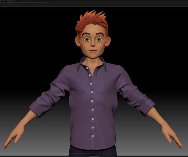 ArtStation - ZBrush Stylized Character Boy Base Mesh with Clothes - Blue Boy Style 4 | Resources