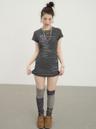 Achihara Distortion Pixel Stripe Dress (2color)