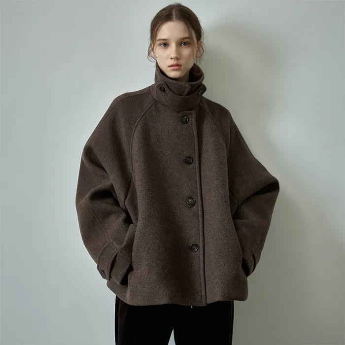 [8차 12/24예약배송] 오버핏 캐시미어 하프 코트_melange brown