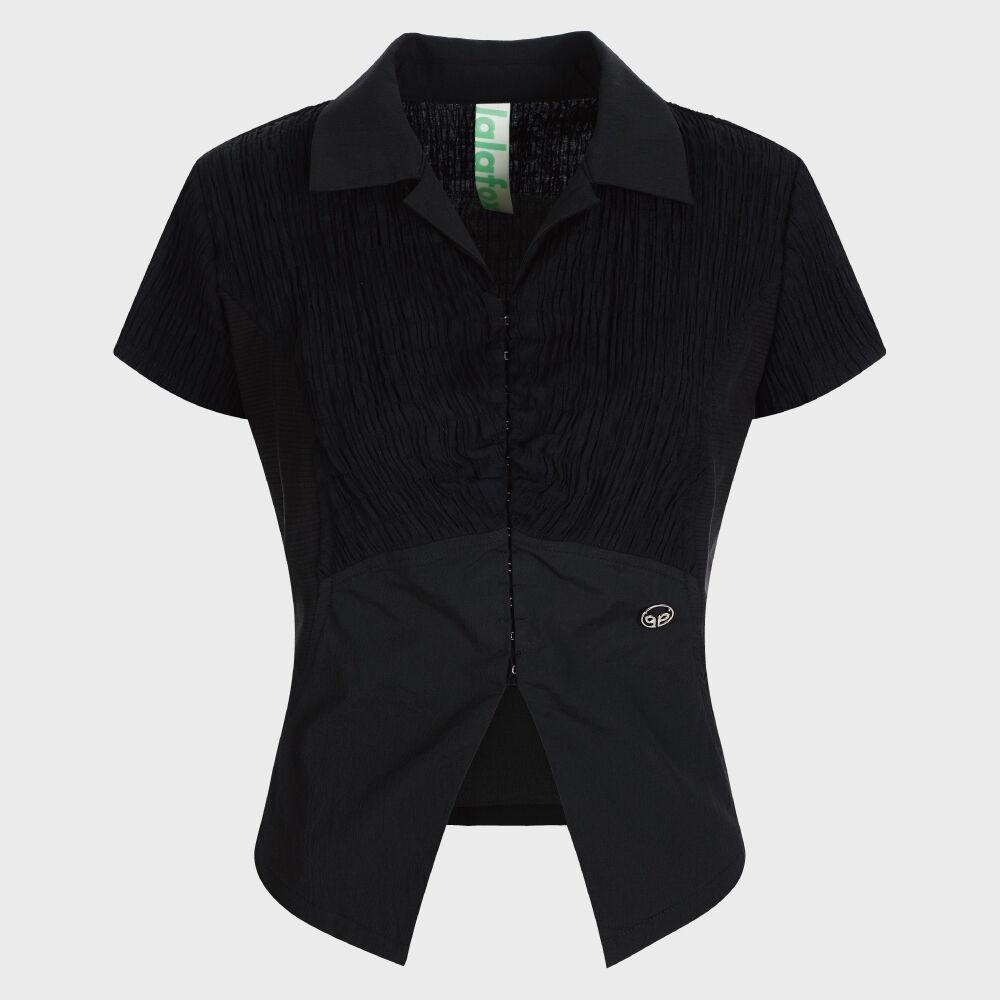 WRINKLE HOOK BLOUSE BLACK BP2CB001