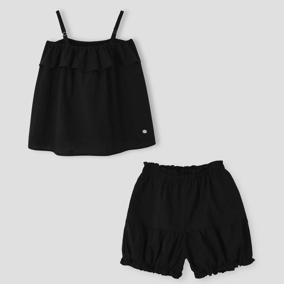 [ORO-SET]시어서커 파자마 프릴 세트_Summer Black