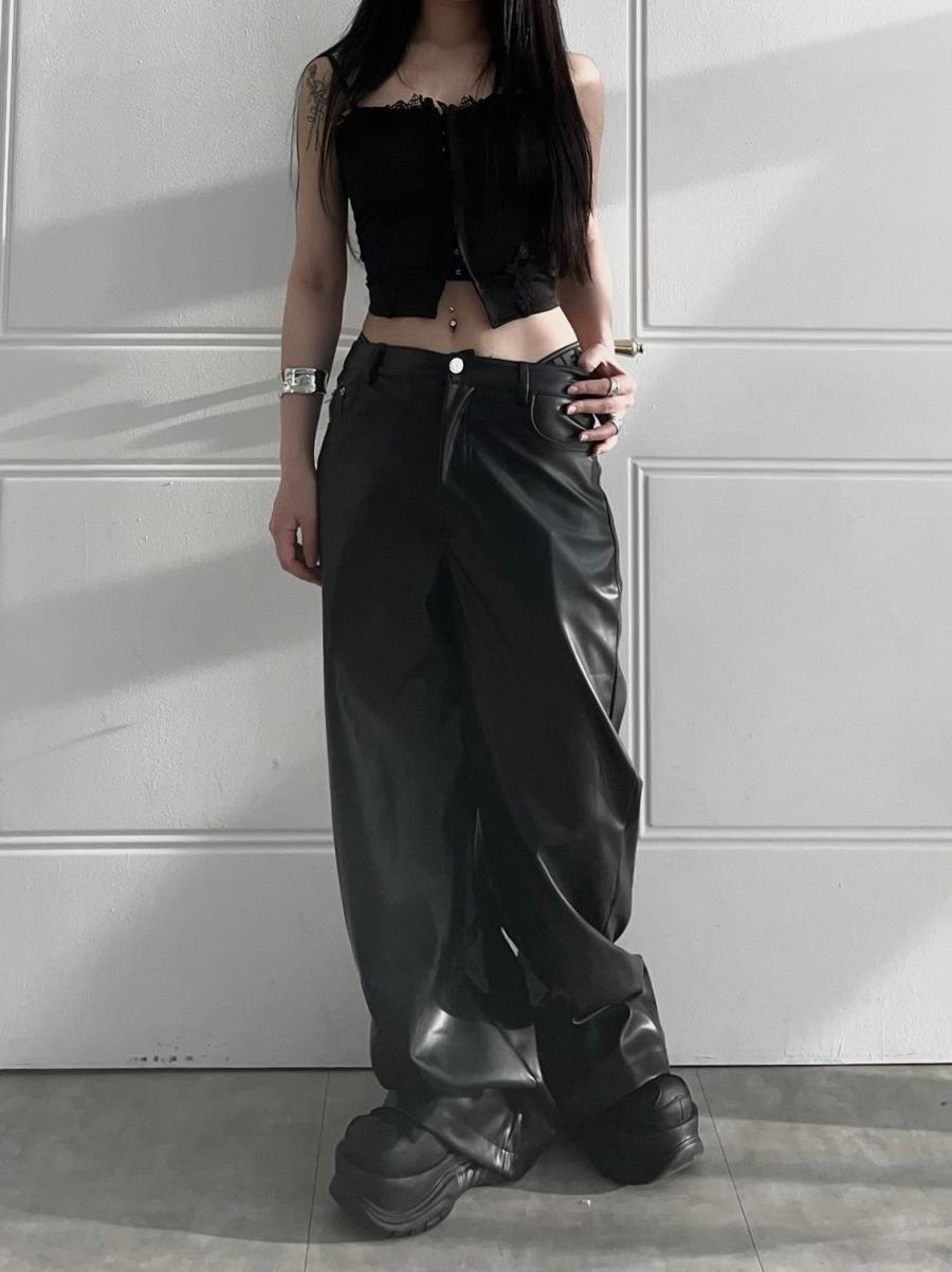 wide leather pants