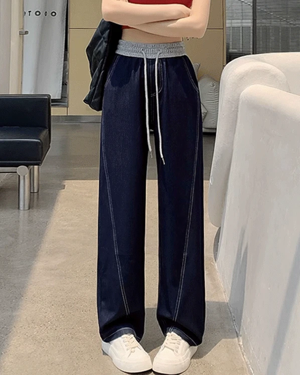 [기모버전추가] 다이브 스티치 링클 와이드 팬츠