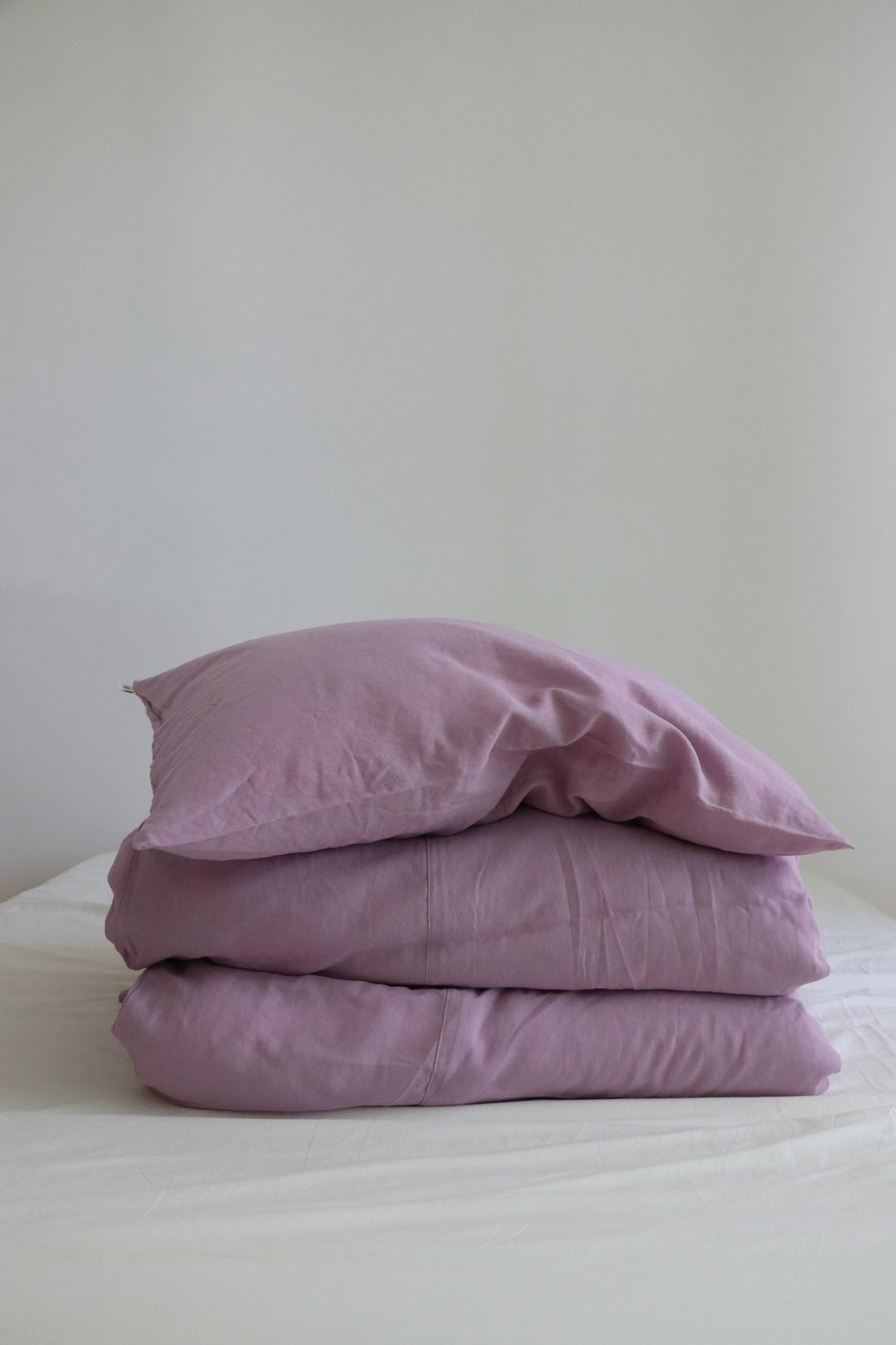 Purple linen bedding