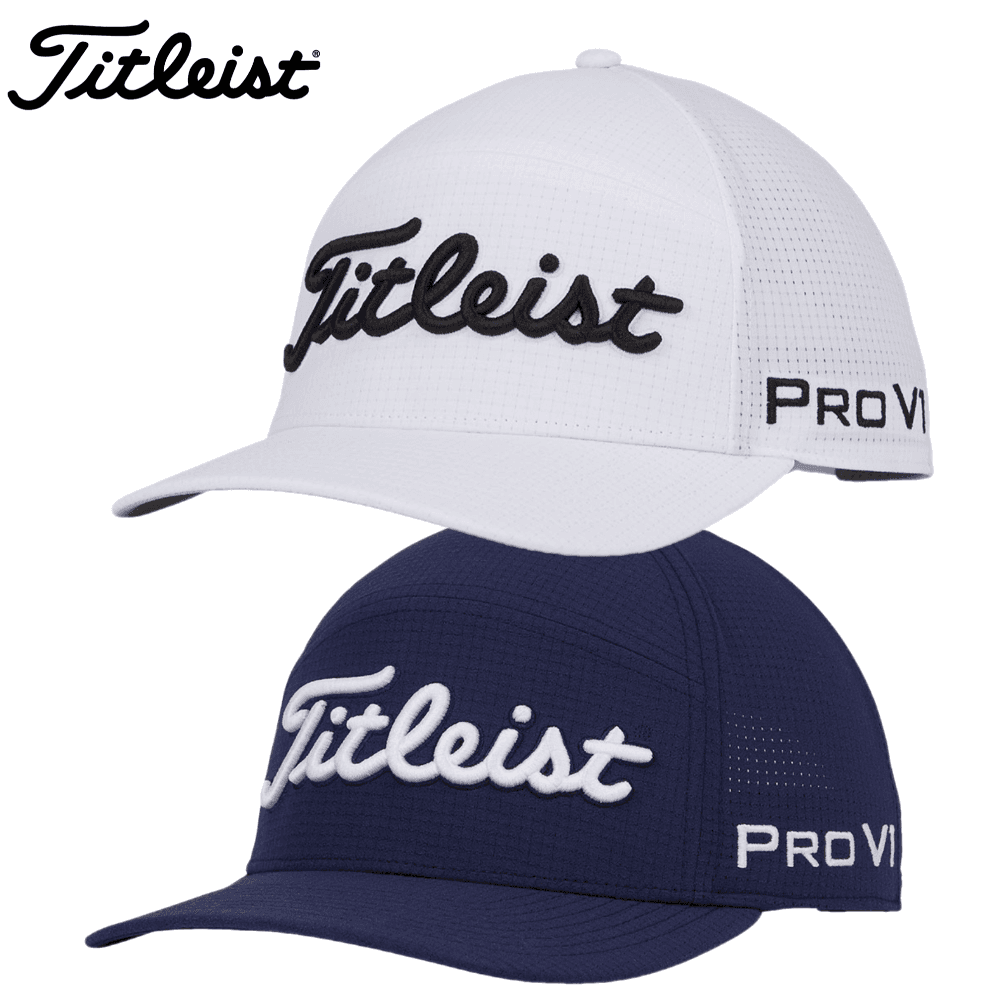 타이틀리스트 남녀공용 투어 퍼포먼스 페더 골프 스냅백 캡 매쉬 모자 네이비 화이트