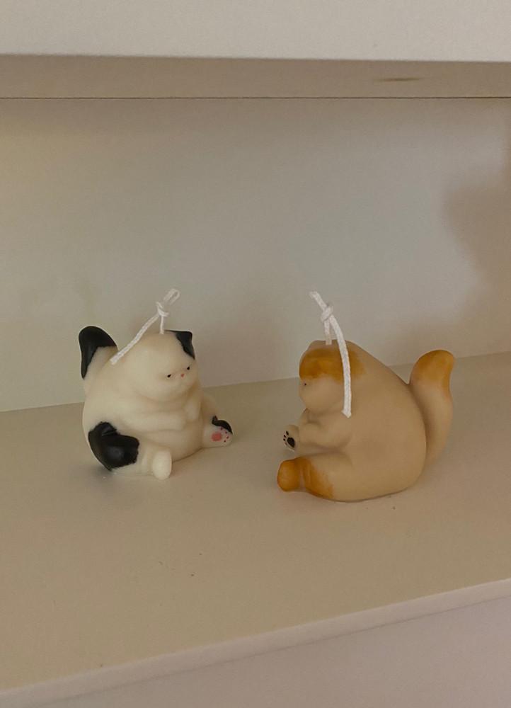 뚱냥이 고양이 집사 귀여운 동물 오브제 인테리어 캔들 개업 퇴사 집들이 선물 세트