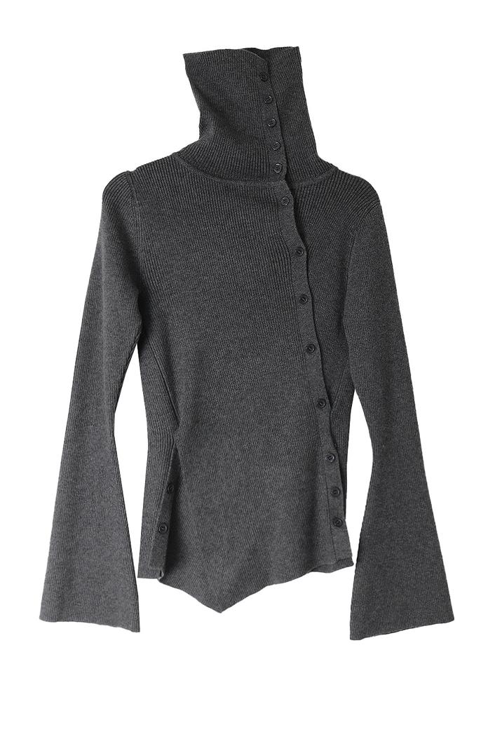 시크윈 [당일출고] TOP TURTLENECK OPEN V-NECK BURTON UNBAL KNIT 탑 터틀넥 오픈 브이넥 크로스 버튼 언발니트