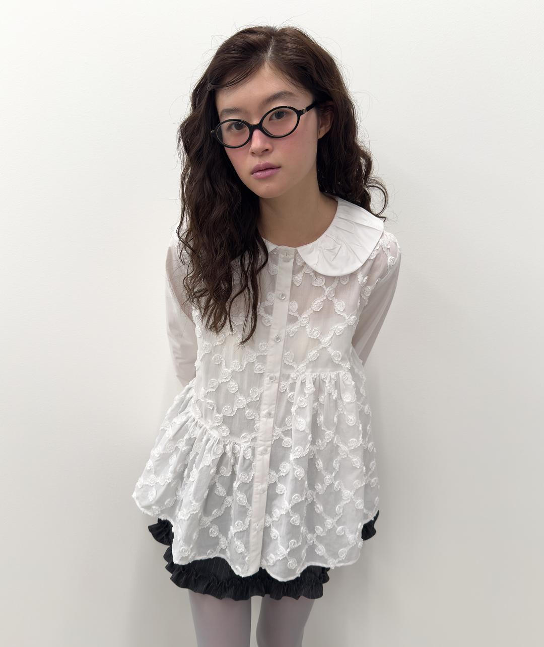 Frilly Button Top [White]