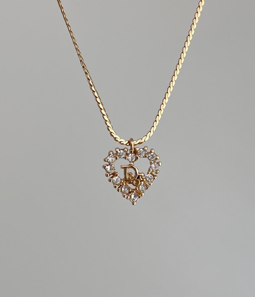 [중고] dior logo heart cubic 디올 로고 하트 큐빅 목걸이