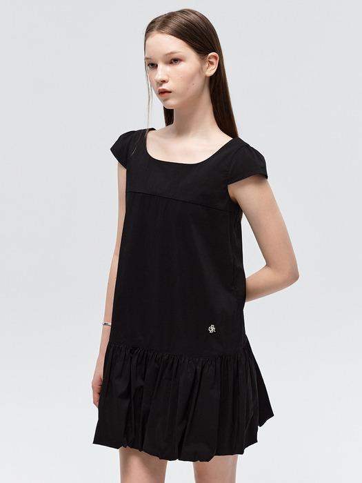 스퀘어넥 벌룬 미니 원피스_BLACK