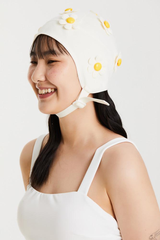 [3차 리오더] FLOWER DIP white (성인용) 레디투킥 수영모자, 수모