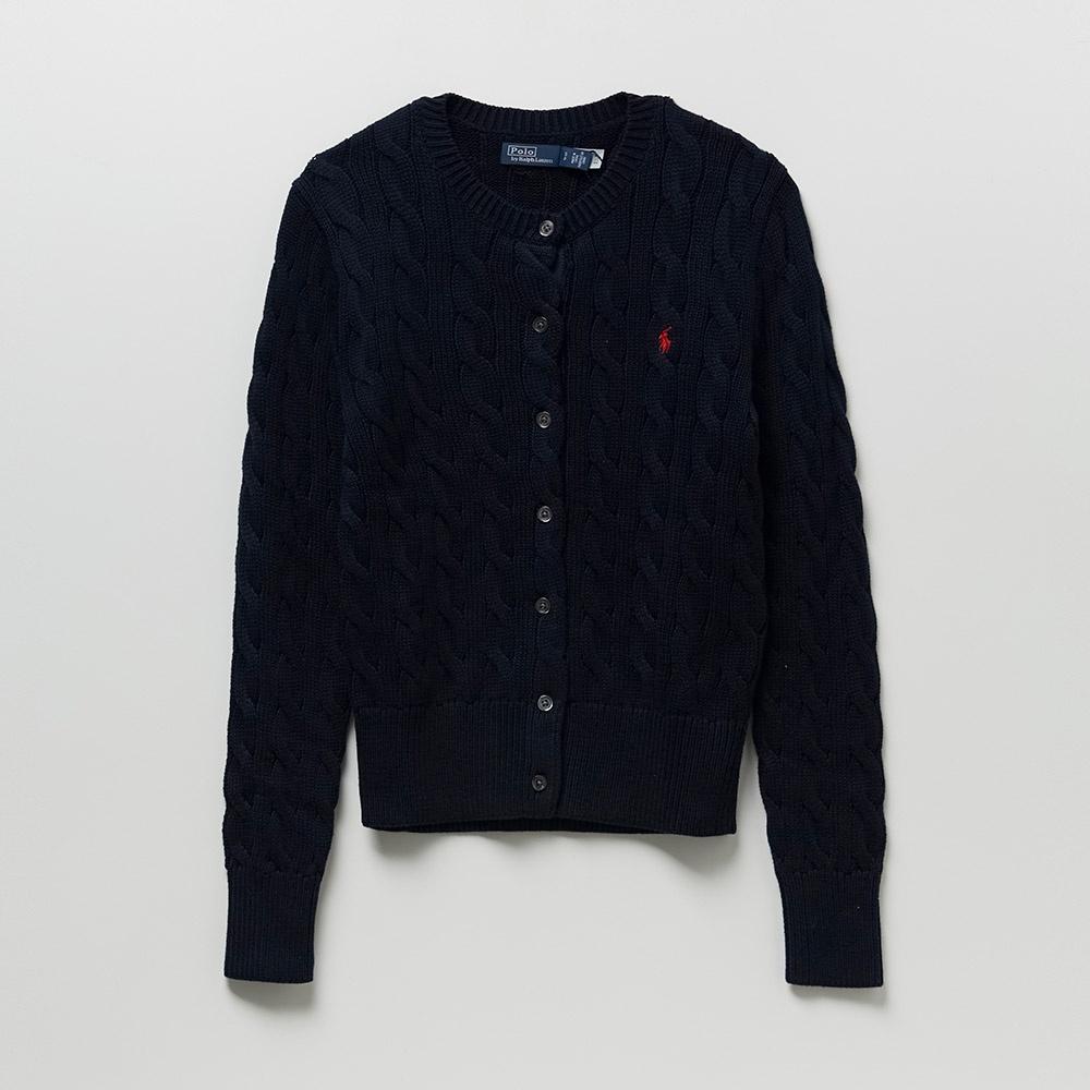 여성용 케이블 슬림 크루넥 카디건 (NAVY)