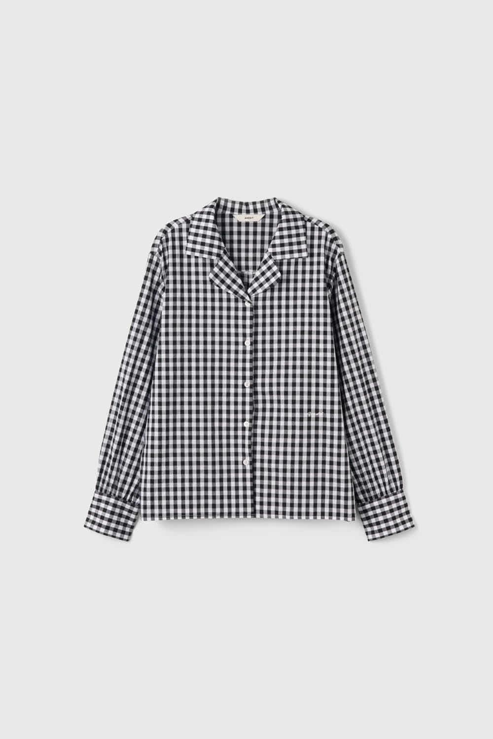 [Exclusive]Q Gingham French Check Shirt_Black