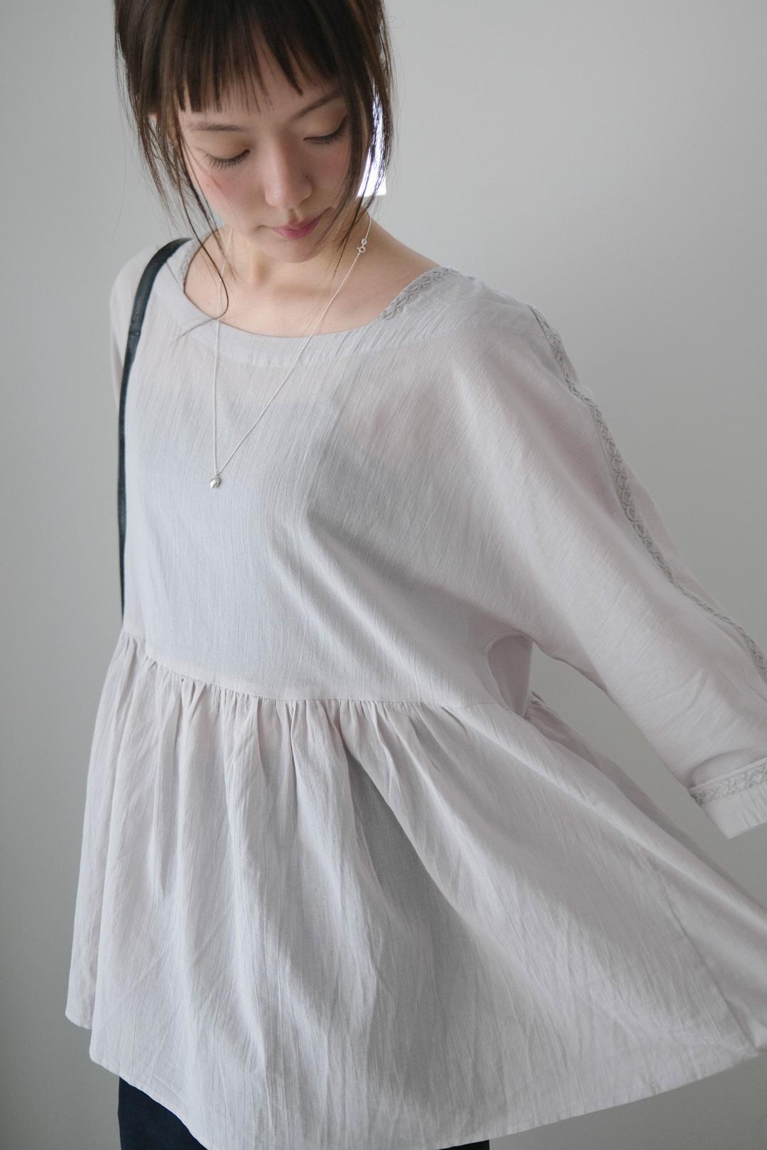 Pure cotton boat neck blouse