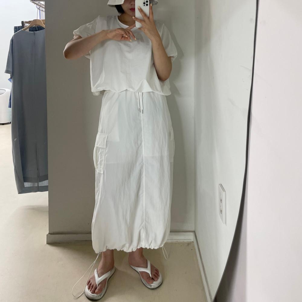 (재진행)나일론 스트링 롱 벌룬 스커트
