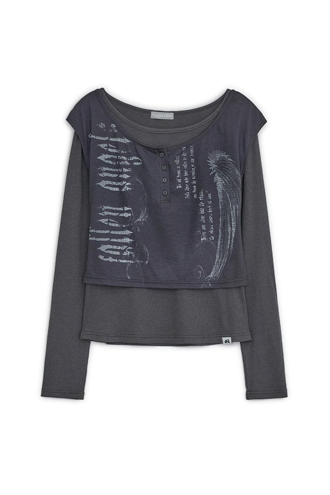 [2월 24일 출고] Fallen angel layered top (Charcoal)