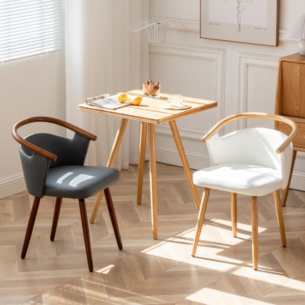 C2537 도로시 체어 가죽 목재 심플 모던 밤부 인테리어 디자인 카페 의자