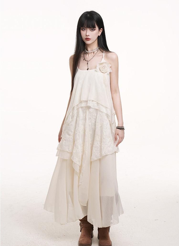 White Lace Suspender Dress LAD0178