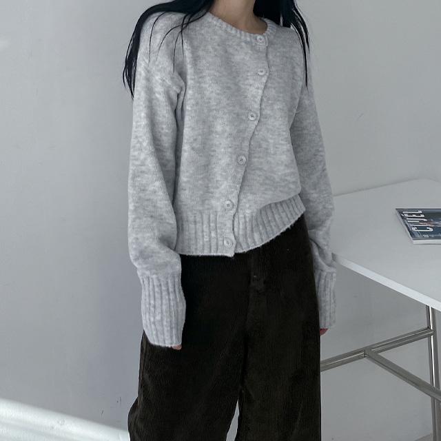 보카 사선 단추 니트 4color