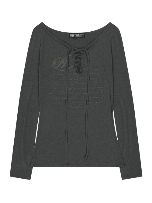 페일 프린트 레이스업 롱슬리브 탑 CHARCOAL