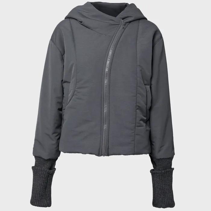 Hooded Asymmetrical Puffer Jacket (FL-053_Charcoal)