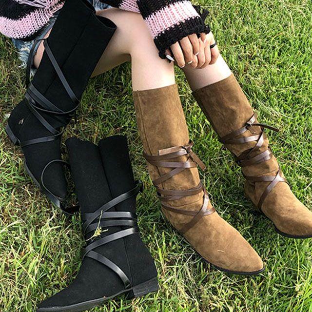 [유니크/퀄리티보장] Cowgirl Suede Strap Boots. (2col)