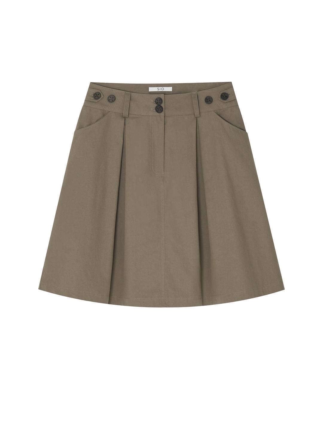 WAIST BUTTON SKIRT [GREY]
