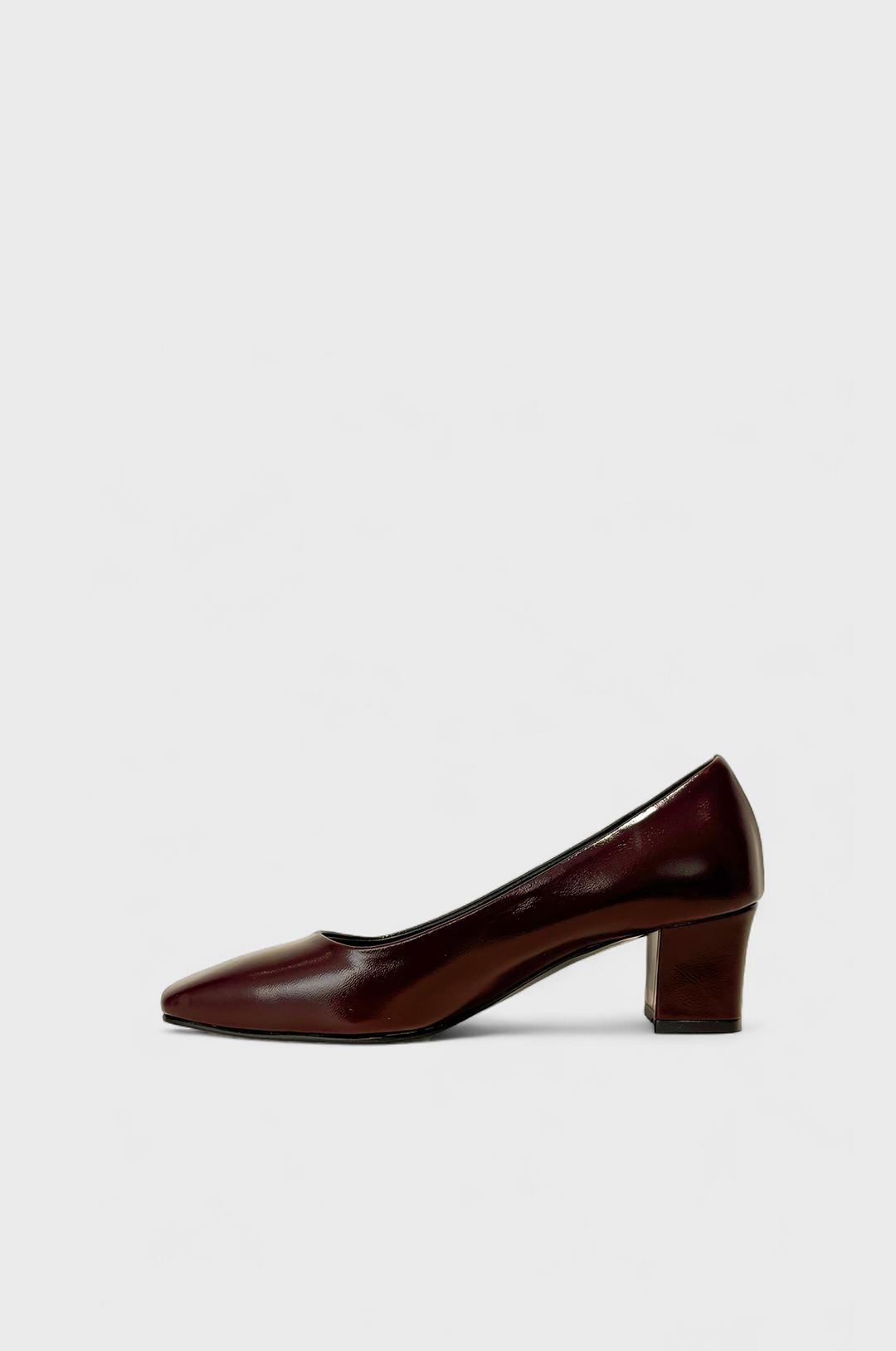 Square Toe Block Pumps - Bordeaux Wine
