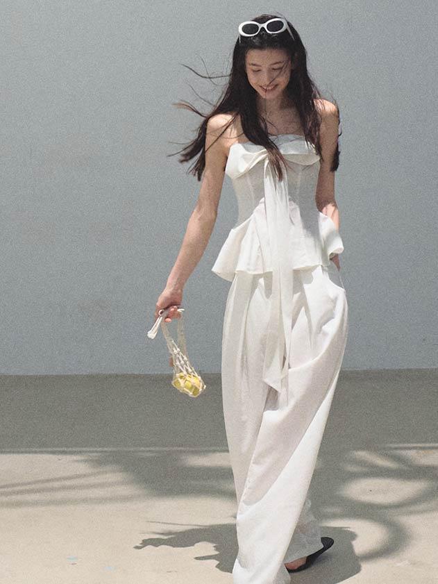 [OAK MOO] "Eternal River\" Ribbon Tube Top Suit Set